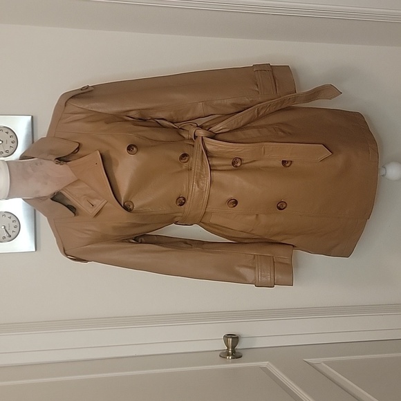 Badgley Mischka Lamb Leather Rosely Trenchcoat NWT Size XS - Picture 1 of 11